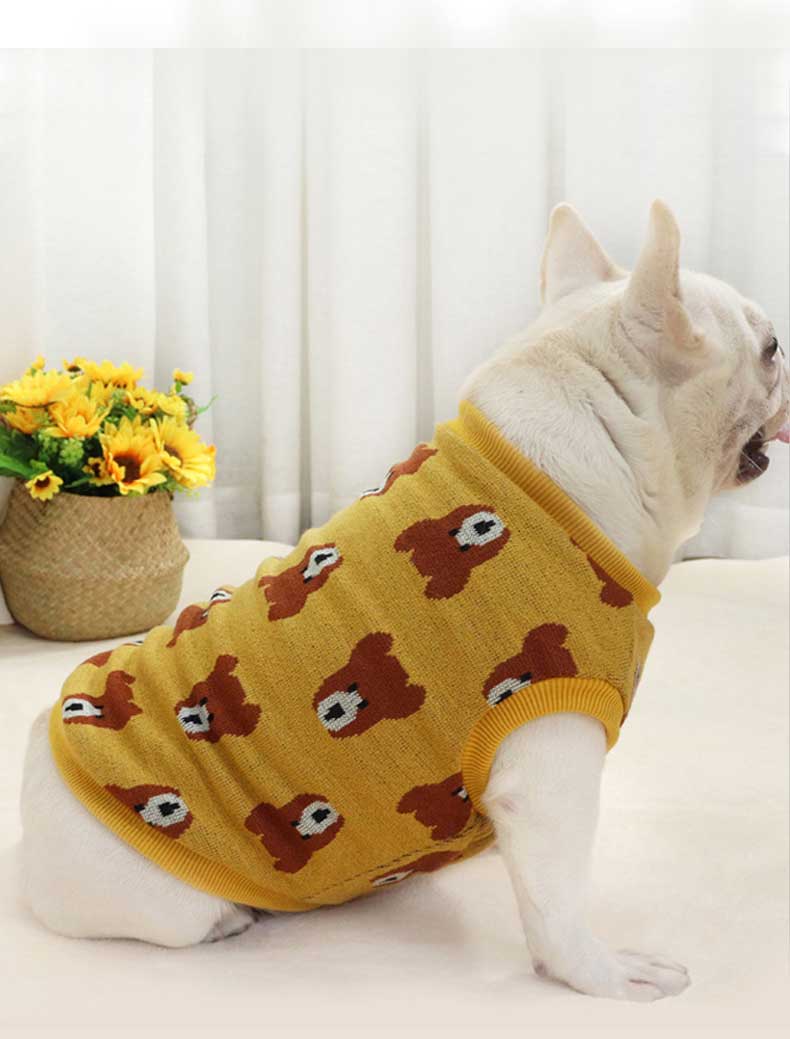 GMTPET Autumn and winter thickened dog clothes bear jacquard fat dog short body bulldog clothes thickened method bucket plus velvet vest 107-222022 Dog Clothes: Shirts, Sweaters & Jackets Apparel 107-222022