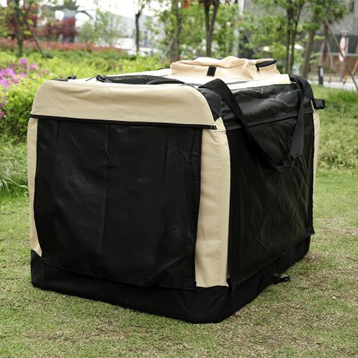 Large Foldable Travel Pet Carrier Bag with Pockets in Beige www.gmtshop.com