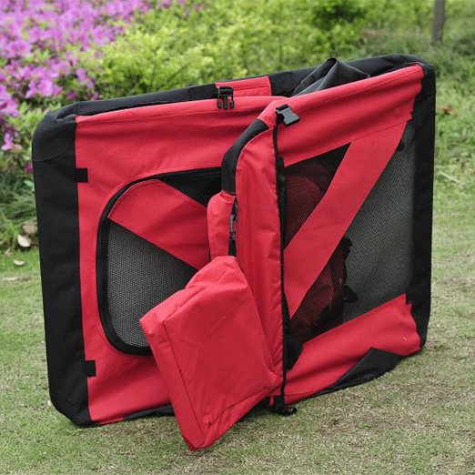 Foldable Large Dog Travel Bag 600D Oxford Cloth Outdoor Pet Carrier Bag in Red www.gmtshop.com