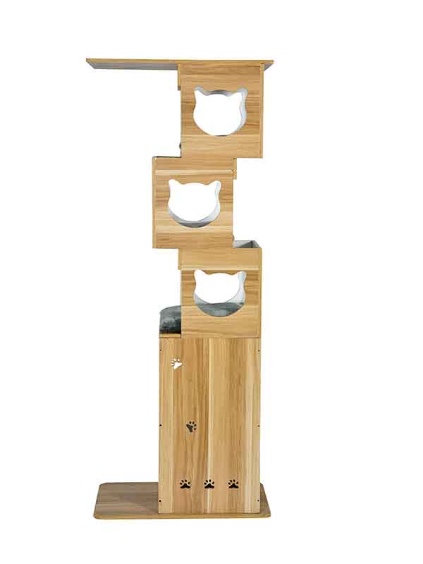 Cat tree factory OEM producing wooden cat tree 06-0187