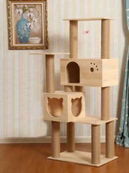 Wholesale wooden cat tree house cat climbing scratching frame