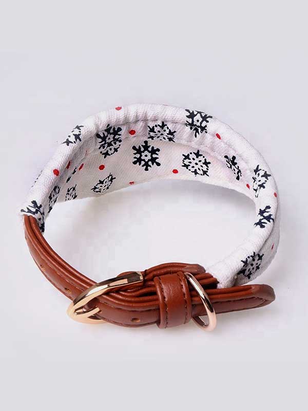 Wholesale Snowflake Pattern Customized Dog Collar Bandana 06-0551 Pet collars leashes bandana: pet supplies oem custom collar 06-0551