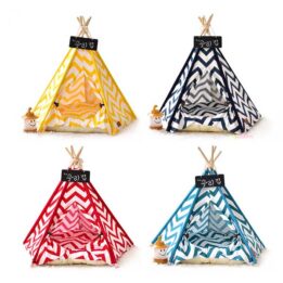 Dog Bed Tent: Multi-color Pet Show Tent Portable Outdoor Play Cotton Canvas Teepee 06-0941 www.gmtshop.com
