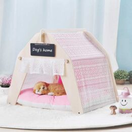 Indoor Portable Lace Tent: Pink Lace Teepee Small Animal Dog House Tent 06-0959 Pet products factory wholesaler, OEM Manufacturer & Supplier www.gmtshop.com