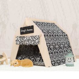 Waterproof Dog Tent: OEM 100% Cotton Canvas Pet Teepee Tent Colorful Wave Collapsible 06-0963 www.gmtshop.com