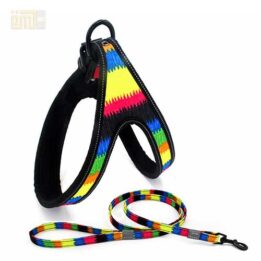 wholesale OEM designers custom printed rainbow dog chest harness 109-0003.jpg