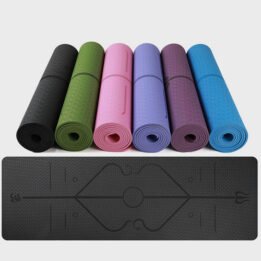 Eco-friendly Multifunction Beginner Yoga Mat With Body Line Thickened Widened Non-slip Custom TPE Yoga Mat Pet products factory wholesaler, OEM Manufacturer & Supplier www.gmtshop.com
