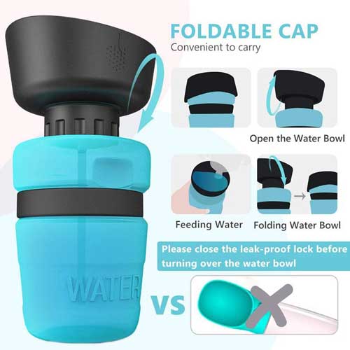 Portable water bottle pet outdoor drinking water with cup feeder-11-501