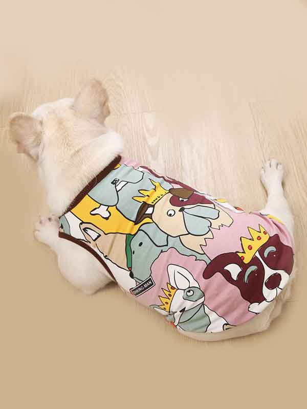 cotton cartoon fat dog bulldog pug dog wearing vest