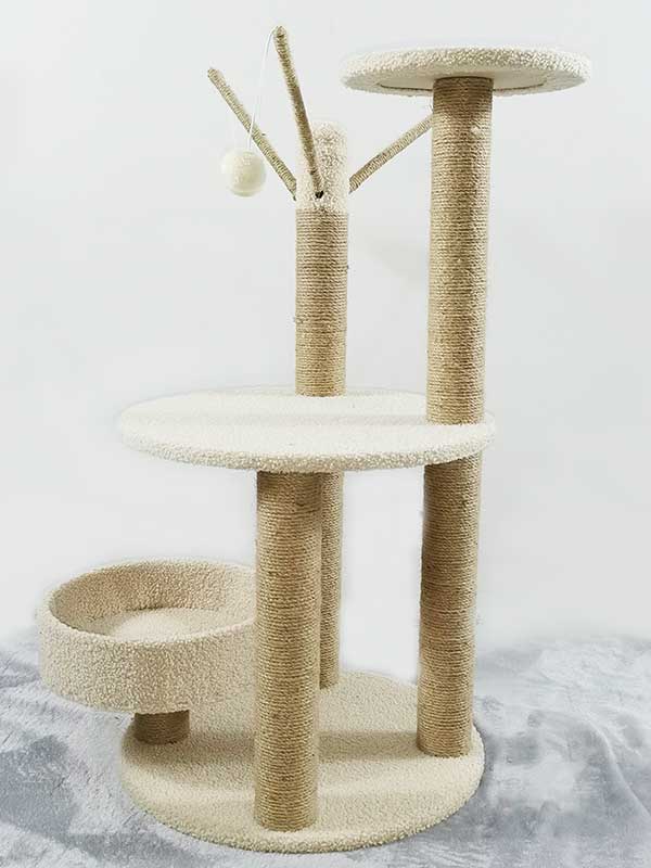 Wholesale Rattan Mat Suede Cat Scratch Trees 105-33024 Factory Wholesale Rattan Mat Suede Dual-Use Cat Scratch Trees 105-33024