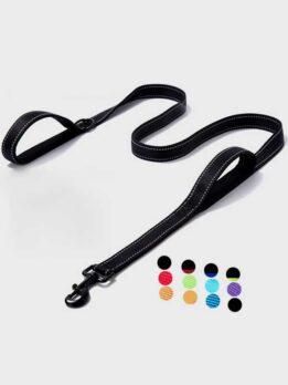 Wholesale pet leash nylon woven reflective double handle dog leash dog rope
