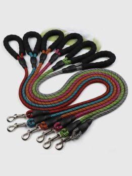 Cross-border nylon rope chain multi-color striped pet dog leash