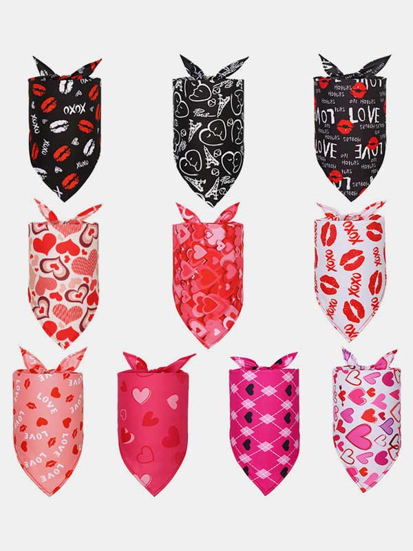 Valentine's Day pet drool towel dog triangle scarf digital print