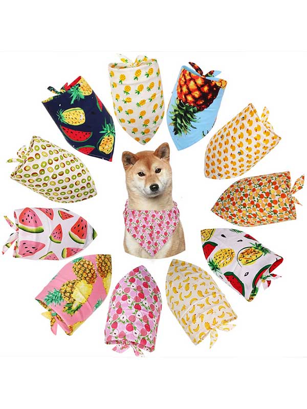 Wholesale Spring and summer fruit green leaves pet drool towel pet scarf triangle scarf dog bib cat dog scarf 118-37016 www.gmtshop.com