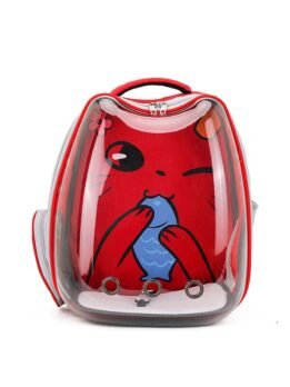 Red Transparent Breathable Cat Backpack Pet Bag 103-45079 www.gmtshop.com